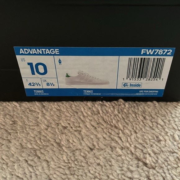 adidas Advantage White and Green Women's Sneakers - Picture 2 of 5